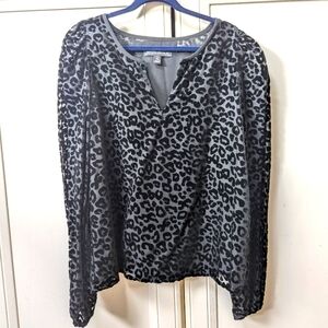 Banana Republic Black Rayon Velvet Burnout Blouse